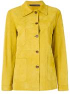 Simonetta Ravizza - Button Front Jacket - Women - Cupro/goat Suede - 48, Yellow/orange, Cupro/goat Suede