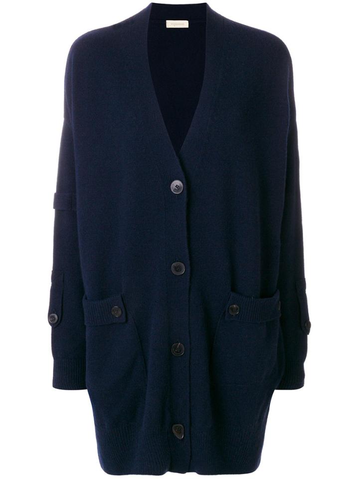 Wunderkind V-neck Long Cardigan - Blue