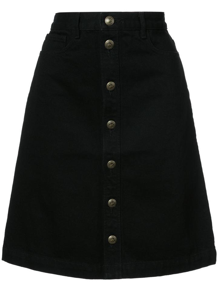 A.p.c. - Buttoned A-line Skirt - Women - Cotton - 34, Black, Cotton