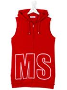 Msgm Kids - Teen Logo Embroidered Sleeveless Hoodie - Kids - Cotton - 14 Yrs, Girl's, Red