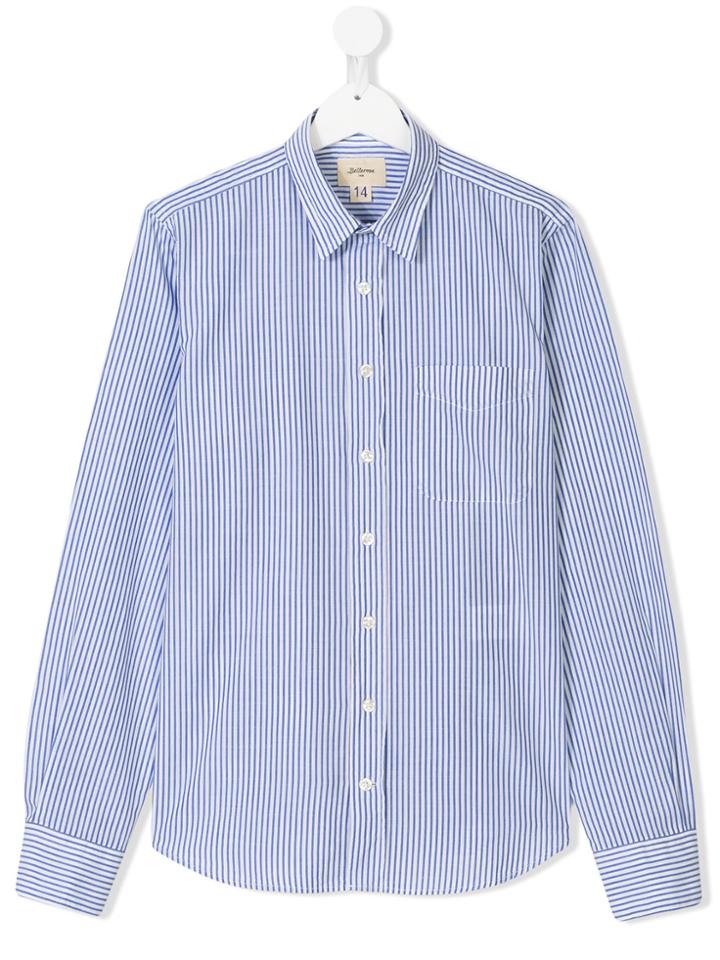 Bellerose Kids Teen Striped Long Sleeve Shirt - Blue
