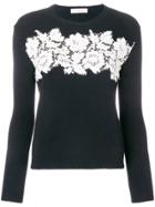 Valentino Floral Lace Embroidered Sweater - Black