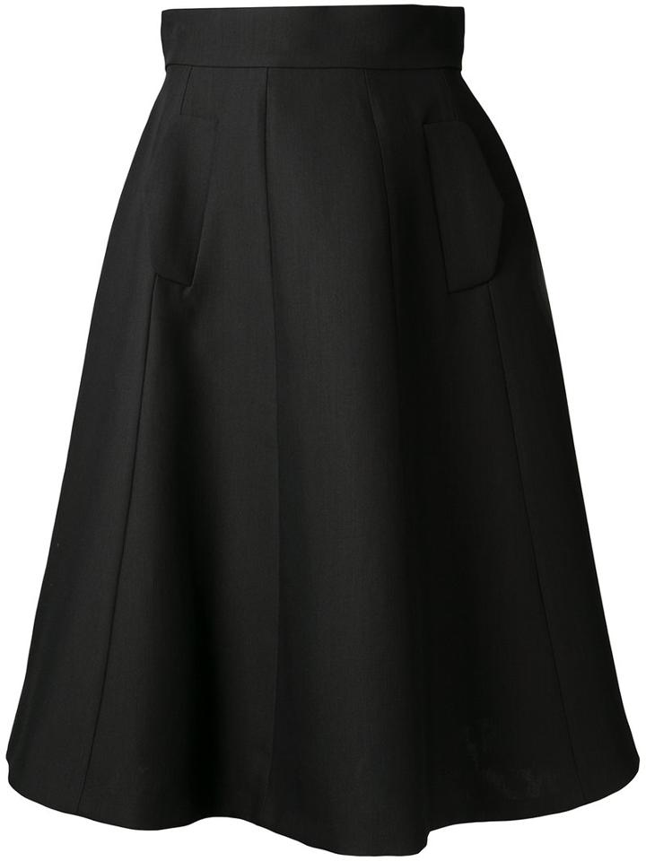 Martin Grant - Flared A-line Midi Skirt - Women - Silk/virgin Wool - 38, Black, Silk/virgin Wool