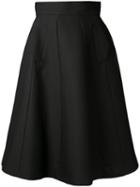 Martin Grant - Flared A-line Midi Skirt - Women - Silk/virgin Wool - 38, Black, Silk/virgin Wool