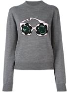 Markus Lupfer Sequined Sweatshirt, Women's, Size: Large, Grey, Polyamide/merino