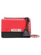 Moschino Logo Plaque Shoulder Bag, Women's, Black, Calf Leather