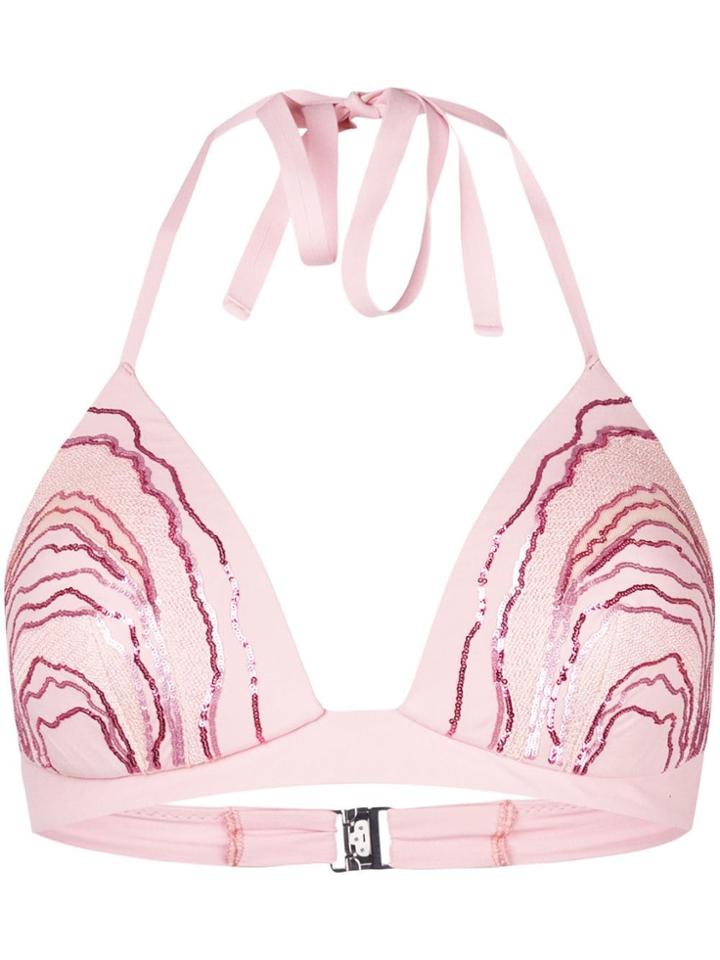 La Perla Sequin Embroidered Bikini Top - Pink