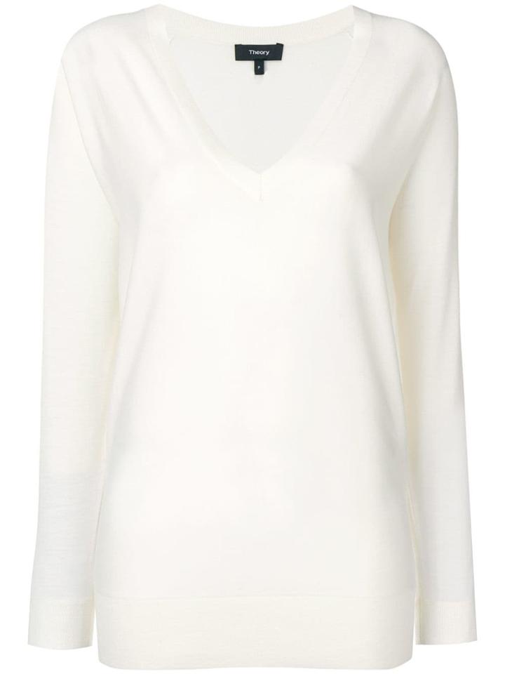 Theory Merino V Neck Jersey - White