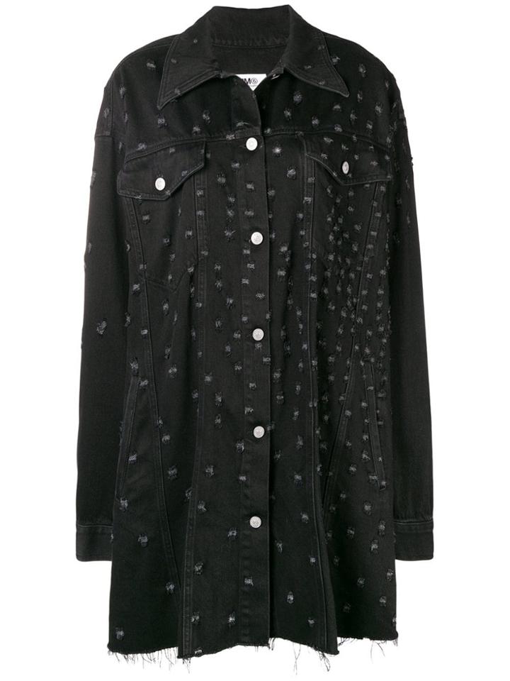 Mm6 Maison Margiela Oversized Grunge Shirt Jacket - Black