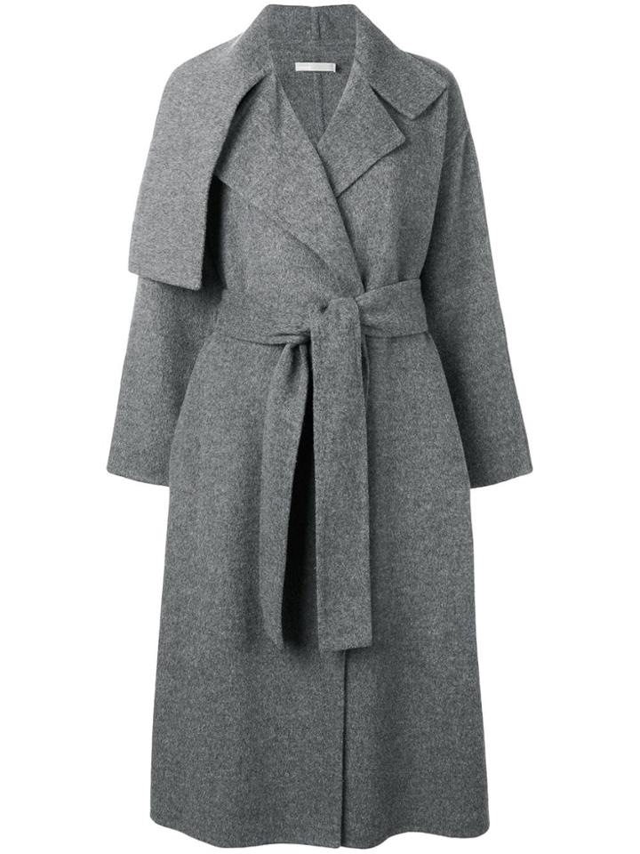 Vince Belted Lapeled Coat - Grey
