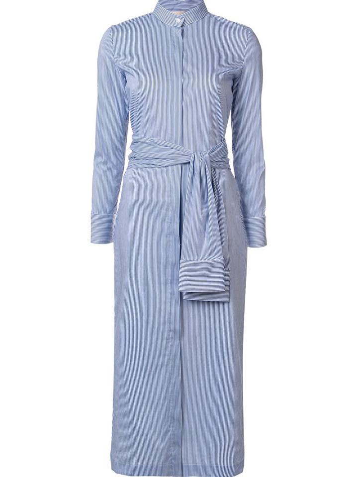 Erika Cavallini Belted Shirt Dress, Women's, Size: 48, Blue, Cotton/polyamide