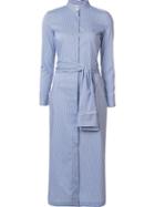 Erika Cavallini Belted Shirt Dress, Women's, Size: 48, Blue, Cotton/polyamide