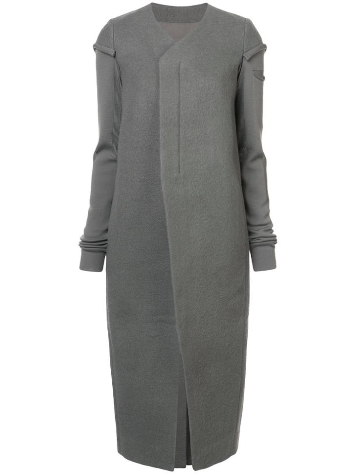 Rick Owens Long Off-centre Coat - Grey