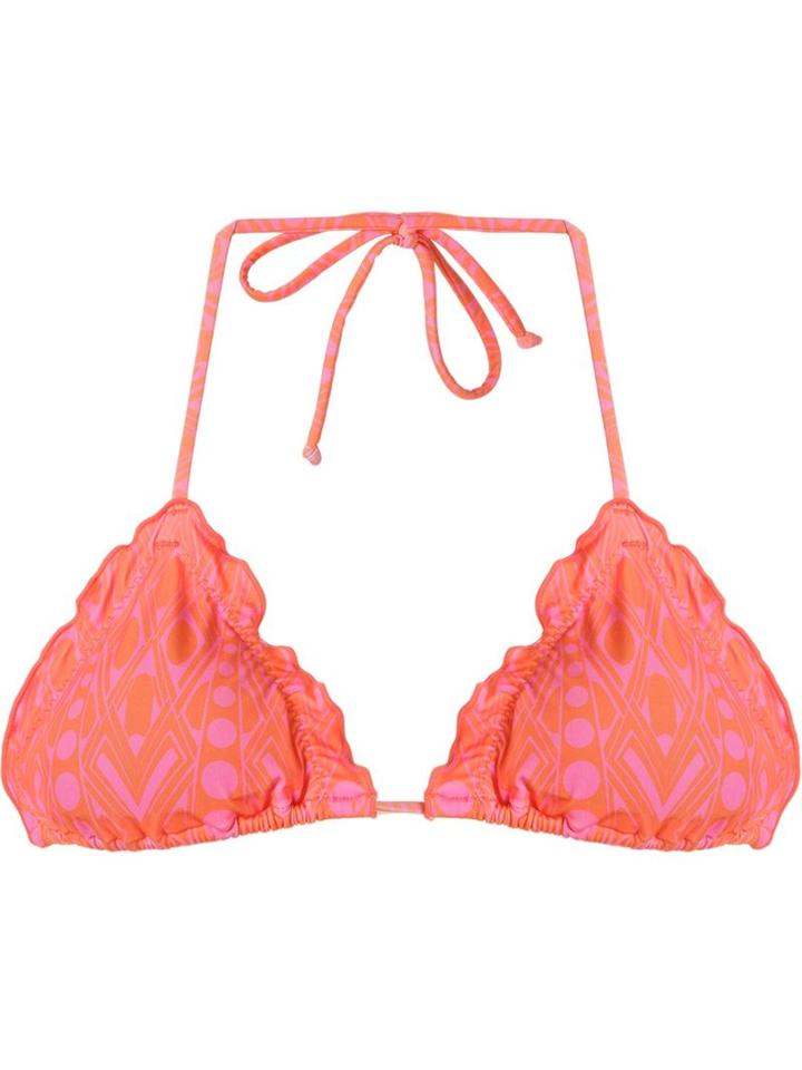 Skinbiquini Pataxó Triangle Bikini Top, Women's, Size: G, Yellow/orange, Polyester/spandex/elastane