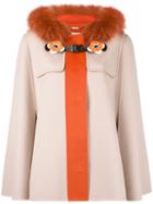 Fendi - Trim Hooded Coat - Women - Cotton/fox Fur/lamb Skin/virgin Wool - 46, Yellow/orange, Cotton/fox Fur/lamb Skin/virgin Wool