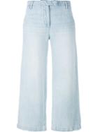 Current/elliott Cropped Wide Leg Jeans, Women's, Size: 27, Blue, Cotton/linen/flax
