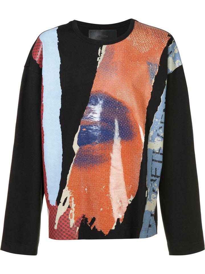 Juun.j Long Sleeve T-shirt, Men's, Size: 48, Black, Cotton/rayon