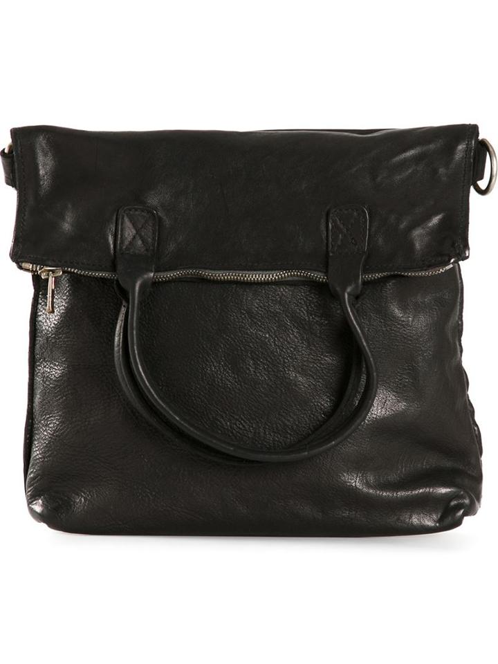 Guidi Distressed Leather Shoulder Bag, Men's, Black, Leather
