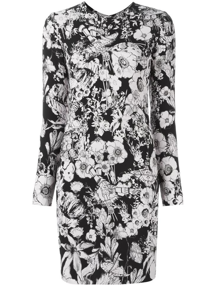 Roberto Cavalli Floral Print Shift Dress, Women's, Size: 44, Black, Viscose/spandex/elastane