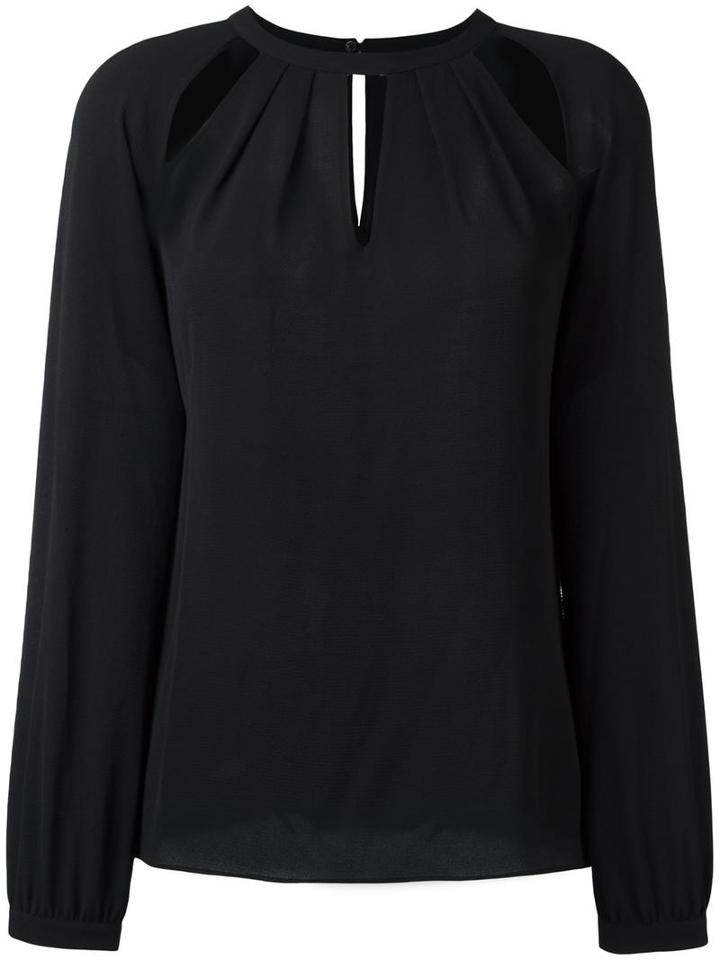 Shoulder Slit Blouse, Women's, Size: Small, Black, Polyester/spandex/elastane, Michael Michael Kors