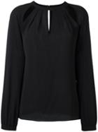 Shoulder Slit Blouse, Women's, Size: Small, Black, Polyester/spandex/elastane, Michael Michael Kors
