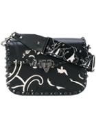 Rockstud Embroidered Shoulder Bag - Women - Cotton/leather/metal - One Size, Black, Cotton/leather/metal, Valentino