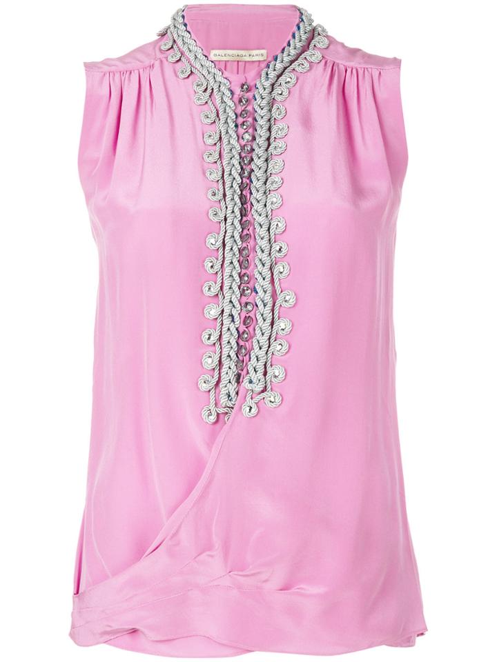 Balenciaga Vintage Embroidered Detail Blouse - Pink & Purple