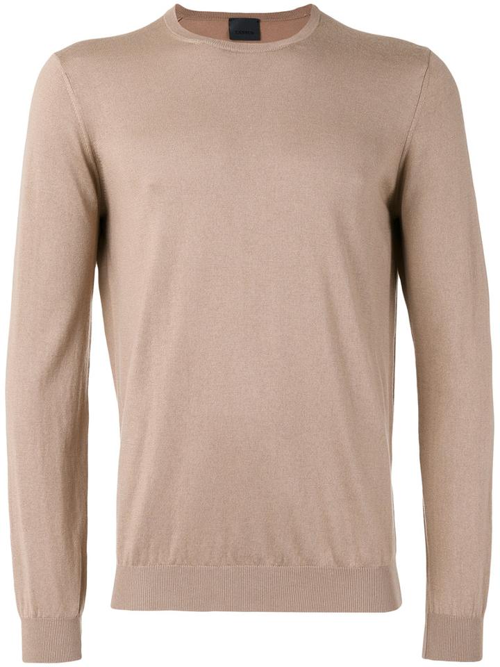 Laneus Crew-neck Jumper, Men's, Size: 52, Brown, Silk/cashmere