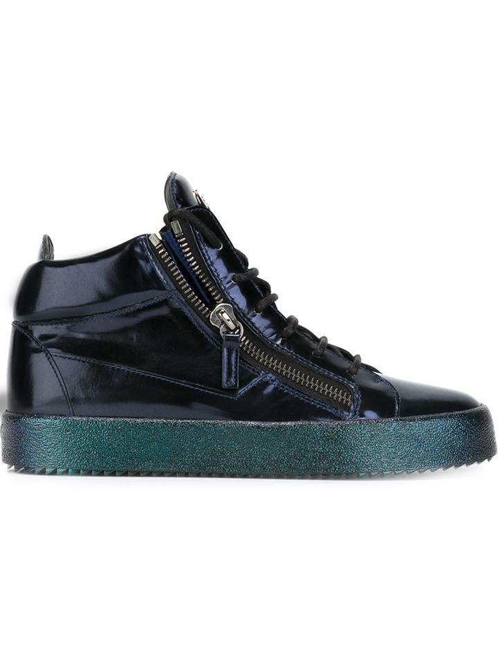 Giuseppe Zanotti Design Kriss Mid-top Sneakers, Women's, Size: 41, Blue, Leather/rubber