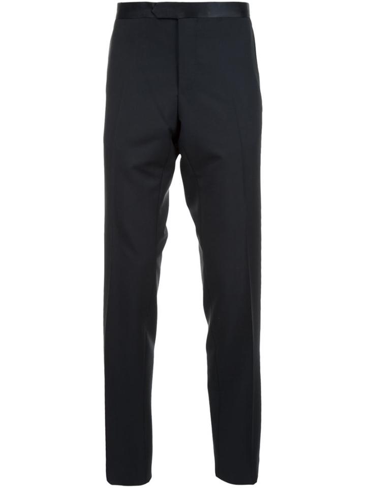 Lanvin Contrast Waistband Tailored Trousers, Men's, Size: 46, Black, Mohair/wool