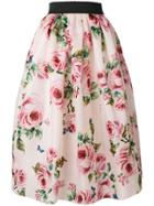 Dolce & Gabbana Rose Print Full Skirt - Multicolour