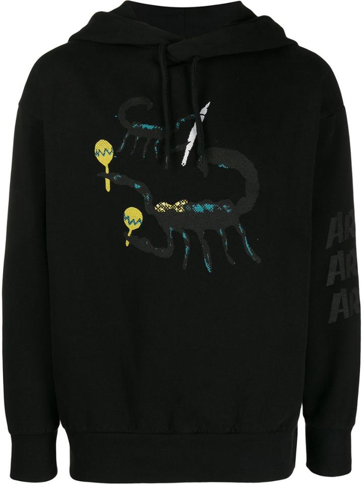 Aries Scorpion Print Hoodie - Black