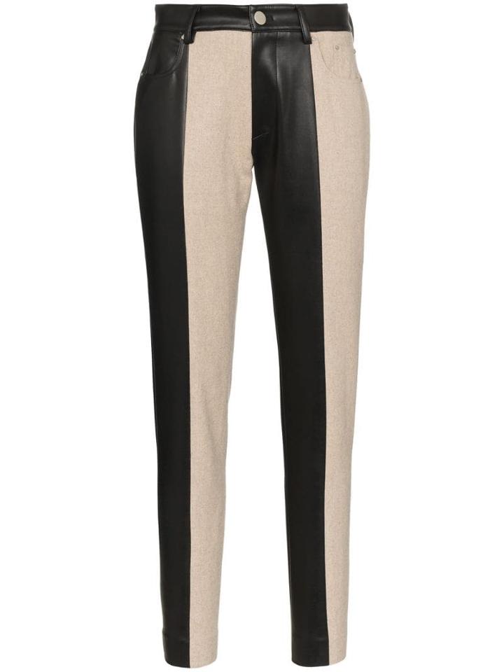 Blindness Striped Faux-leather Trousers - Black
