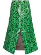Marni Snake Printed Leather Skirt - Green