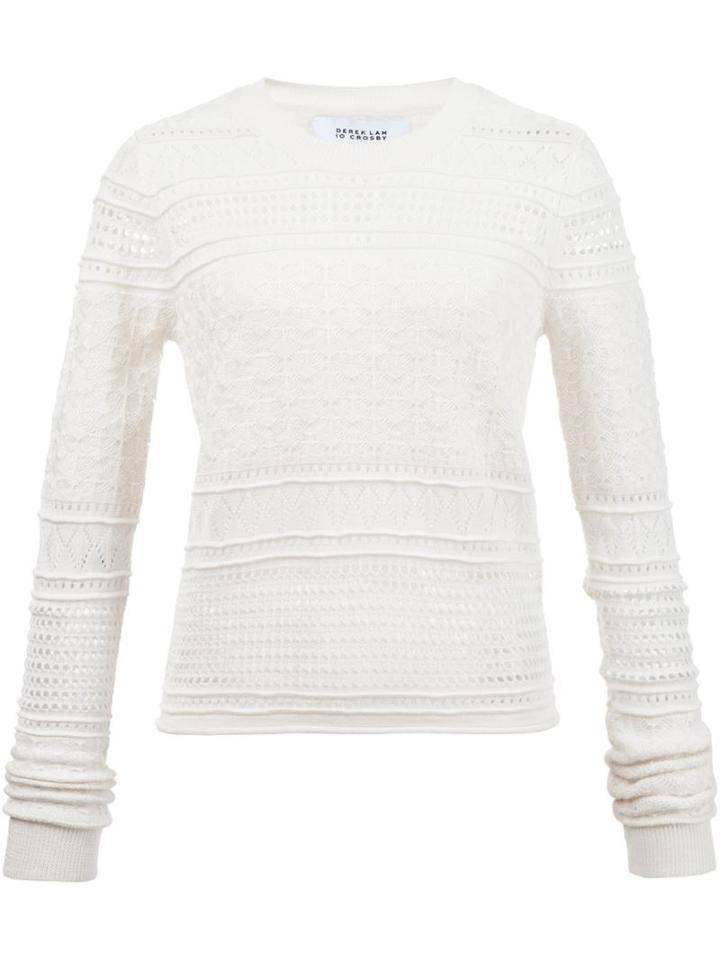 Derek Lam 10 Crosby Perforated Sweater, Women's, Size: Small, White, Merino