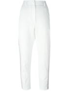 Brunello Cucinelli Cropped High Waist Trousers, Women's, Size: 46, White, Linen/flax/cotton/acetate/polyester