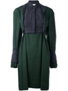 Sacai Calligraphy Embroidered Shirt Dress, Women's, Size: 1, Green, Polyester/cotton