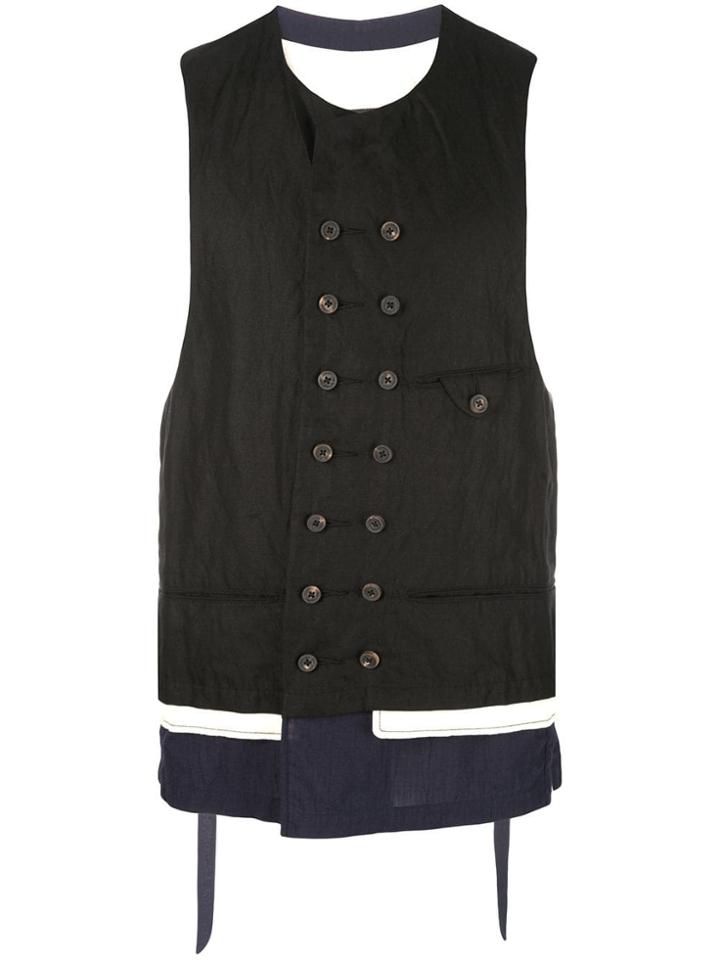 Ziggy Chen Layered Waistcoat - Black