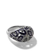 Victor Mayer 18kt White Gold Diamond And Enamel Ring - Blue