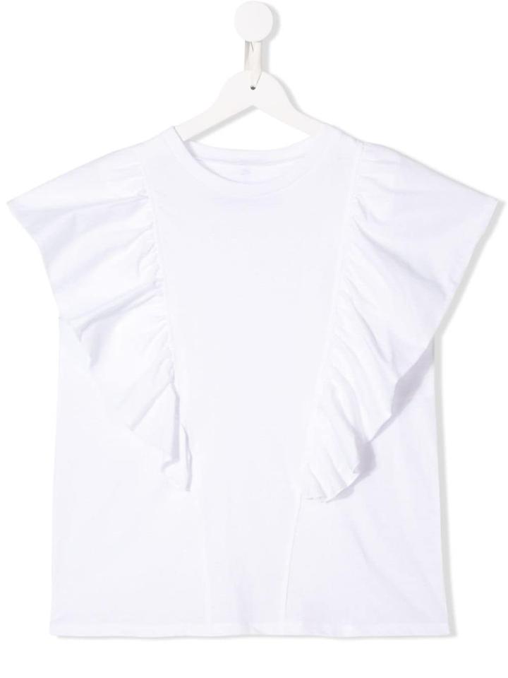 Touriste Teen Frill-trim Sleeveless Top - White