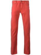 Jacob Cohen Mid-rise Chinos, Men's, Size: 38, Red, Cotton/linen/flax/spandex/elastane