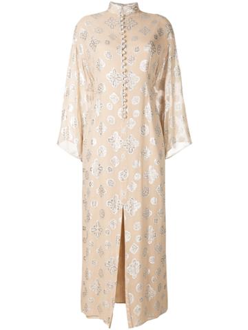 Oscar De La Renta Vintage 1968 Mandarin Neck Dress - Nude & Neutrals