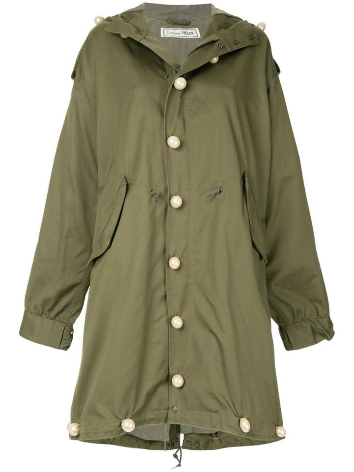 Tu Es Mon Trésor Pearl Hem Fishtale Parka - Green