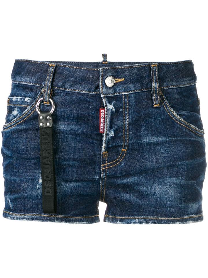 Dsquared2 Distressed Denim Hot Pants - Blue