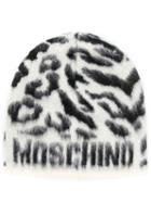 Moschino Leopard Print Beanie - White