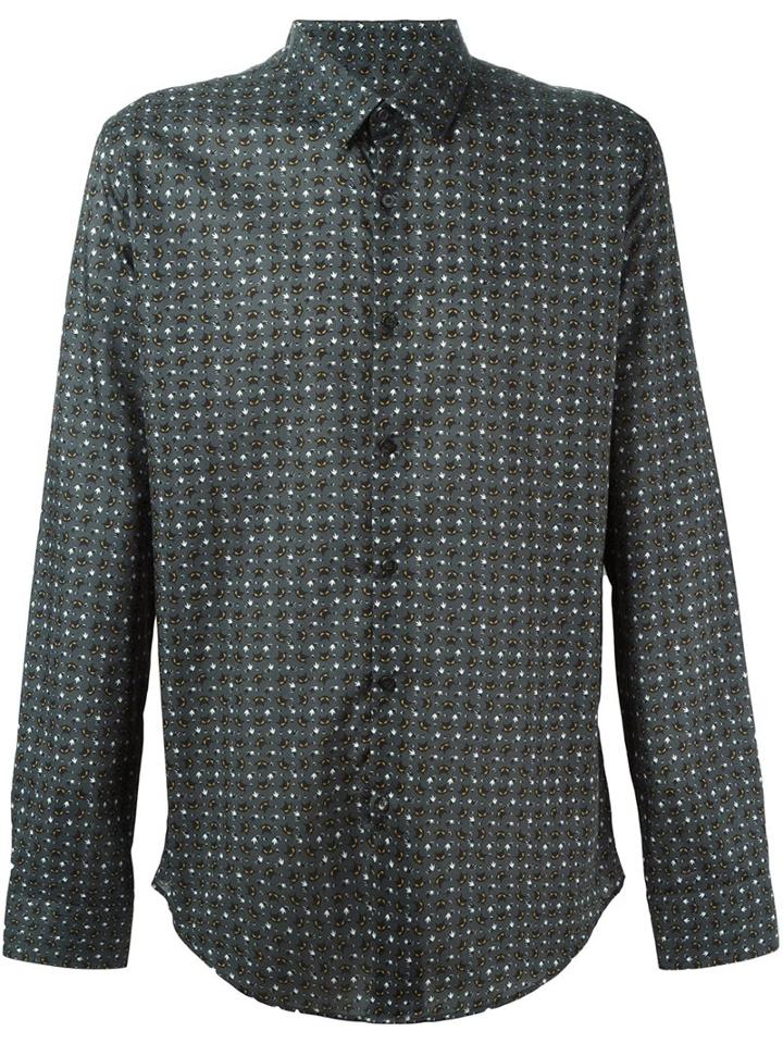 Fendi Bag Bugs Shirt, Men's, Size: 38, Grey, Cotton