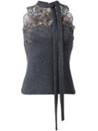Ermanno Scervino Lace Panel Tank Top, Women's, Size: 38, Grey, Silk/cashmere/wool