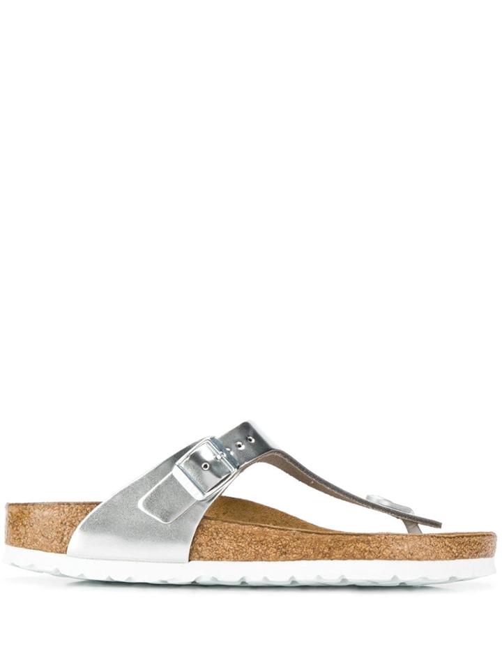 Birkenstock Thong Strap Flip Flops - Silver