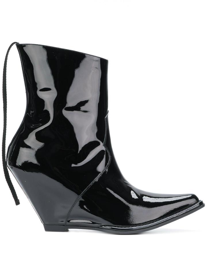 Unravel Project Pointed Toe Ankle Wedges - Black