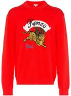 Kenzo Jumping Tiger Cotton Blend Sweater - Red